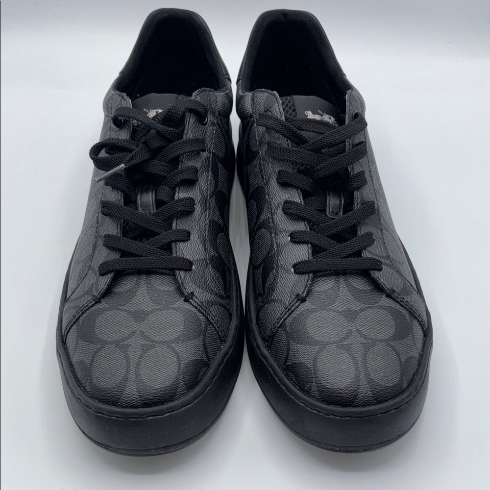 Coach Men’s High Line Signature Logo Black Leather Sneakers Size 12 - Picture 4 of 13